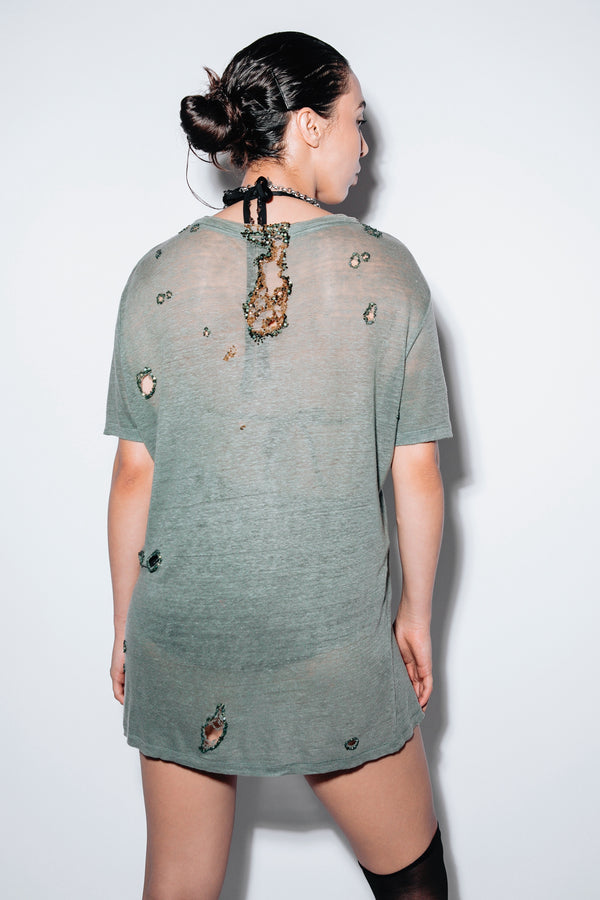 TIGERS EYE - HEMATITE CHARM TEE